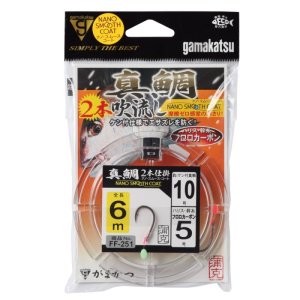 画像: がまかつ　（Gamakatsu）　【ポスト投函型可】　真鯛吹き流し仕掛　2本針仕様　9号針ハリス4号・10号針ハリス5号　全長6m