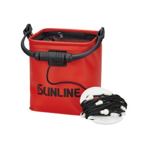 画像: サンライン　（SUNLINE）　【20%OFF・レターパック可】　メッシュトップバケツ　レッド　（メッシュ上蓋）　折りたたみ式　18cm　SB551