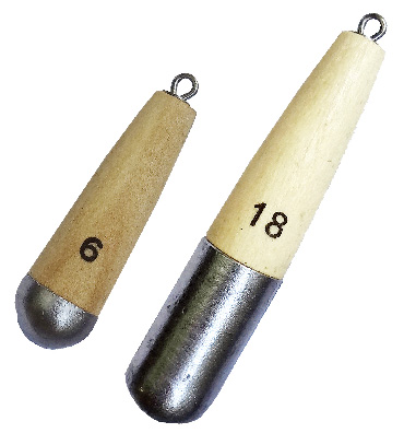 画像: フジワラ　（FUJIWARA）　【600円〜640円・ポスト投函型可】　山本修監修　ウッドシンカー（ショート）15号・18号（投釣や船釣に高感度　キス・カレイ他！）
